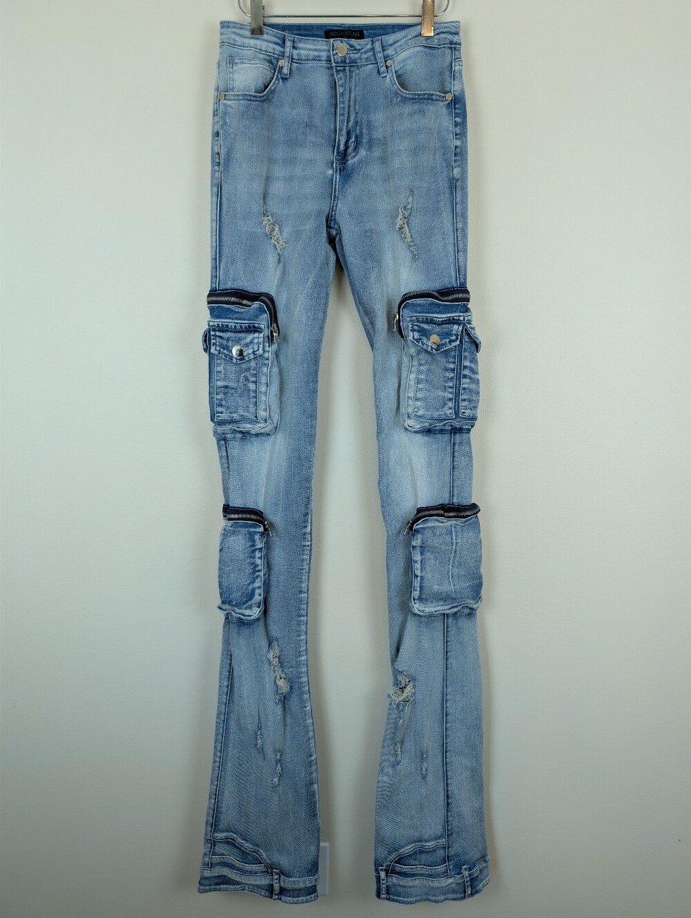 Rockstar Original Alisson Medium Wash Cargo Super Stacked Jeans